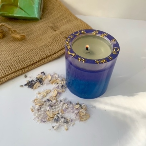 Moon and Stars Gradient Jellyfish Tea Candle Holder - Picture 2 of 4